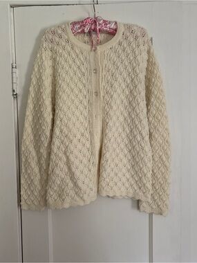 Ivory Knit Button-Front Women's Cardigan Sweater